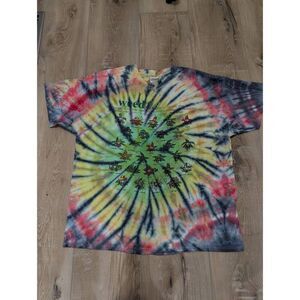 Vintage Hanes Heavyweight Tie Dye Weed Slang T-Shirt XL Rasta Spiral Cannabis